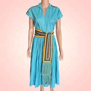 1940s Patio Rick Rack Set. Lovely teal color with sunset color scheme rick rack.